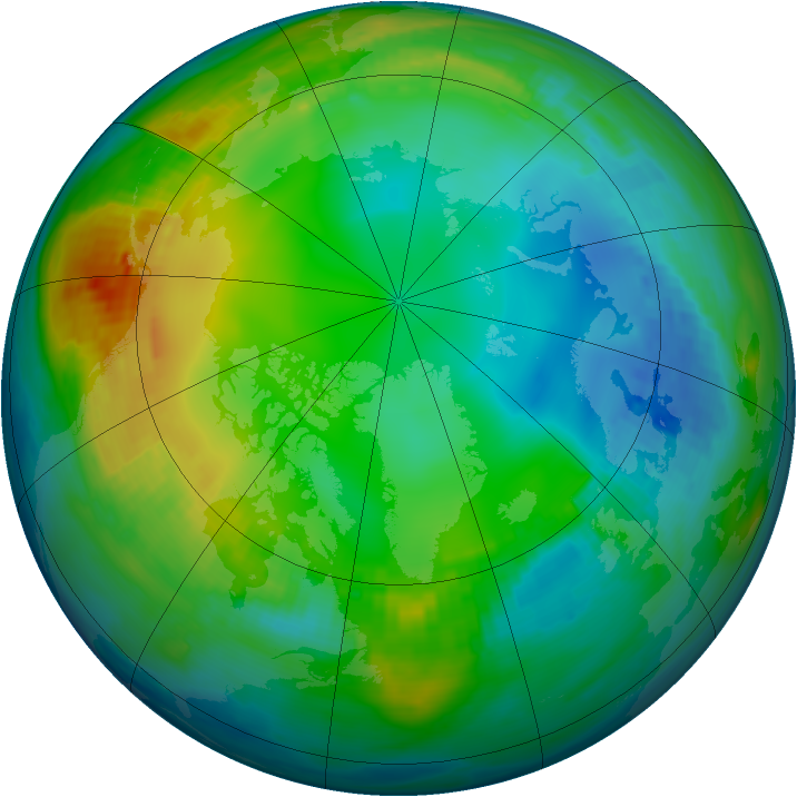Arctic ozone map for 26 November 1986